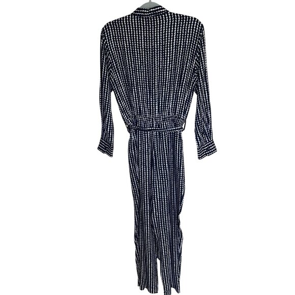 Marimekko Uniqlo Womens Jumpsuit Size M Black Dotted Long Sleeve Pure Rayon New - Picture 2 of 12